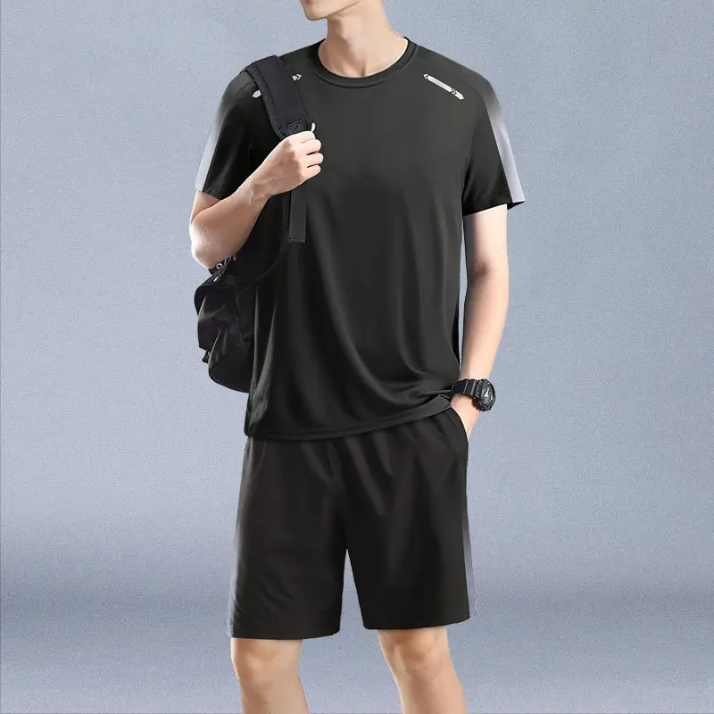 Running Gear Quick Dry - Herren 2-Teiliges Sommer-Sportset - Schnelltrocknendes Lauf-T-Shirt