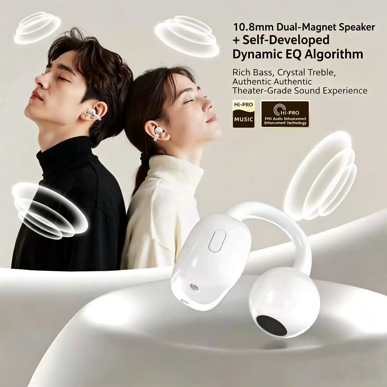 Earphone Sport Hook - Offene Ohrclip-Bluetooth-Kopfhörer, kabellose Ohrhörer mit Anti-Verlust-Band,
